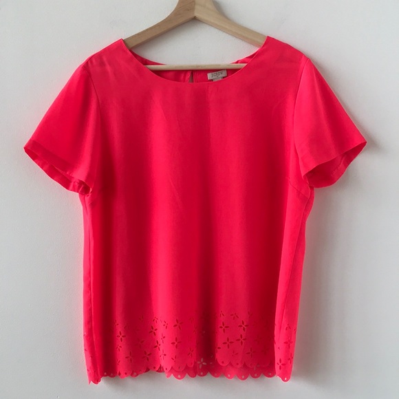 J Crew hot pink t shirt with cut out details - Picture 1 of 11
